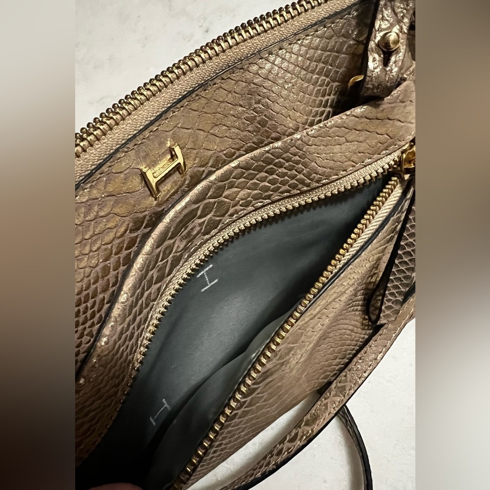 H by Halston metallic python-embossed leather crossbody handbag - Picture 5 of 11
